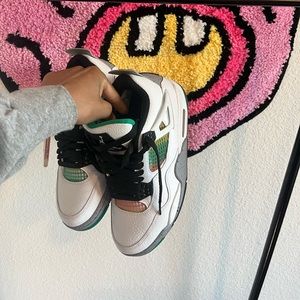 Women’s Nike Air Jordan 4 Retro Lucid Green Rasta White Black